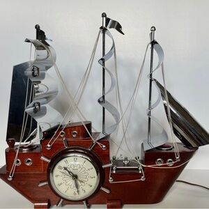 Nautical Maritime Sailboat Clipper Ship Clock Lamp